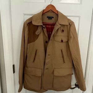 Ralph Lauren women’s cotton twill jacket -tan with red plaid interior lining